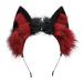 ZFKJERS Furry Fox Wolf Cat Ears Headwear Women Men Cosplay Costume Party Cute Head Accessories for Halloween (Red Black)