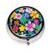 Colorful Flowersround Pill Box 3 Compartment Round Pill Box Organizer Portable Travel Pill Box for Traveling.