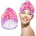 BENOSPACE Microfiber Hair Drying Towel Wrap Super Absorbent Instant Hair Dry Turban with Button Anti Frizz Bath Shower Cap for Girls Women Ladies Kids Head Towel for Curly Long Thick Hair(Mermaid)