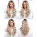 WOKESTAR Long Light Blonde Synthetic Hair Wig with Curtain Fringe for Women - Buy Online on GoSupps.com