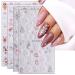 3D Christmas Nail Stickers 4 Sheets 5D Self-Adhesive Embossed Nail Decal Snowflake Elk Nail Art Decoration Design Supplies