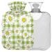 NAANLE hot water bottle with cover checkered daisy transparent hot water bottle 2 l large warm-up bag for menstrual cramps pain relief handfoots heat and cold therapy