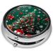 Portable Metal Pill Box - Round Mini 3-Compartment for Small Pills - Ideal for Travel - Christmas Trees Design - Buy Online on GoSupps.com