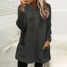 AMhomely Women's Plus Size Double Fleece Hoodie | V Neck Soft Teddy Fleece Jumper with Pocket | Dark Grey | Winter Lounge Tops - Buy Online on GoSupps.com