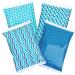Thrive Ice Packs for Lunch Bags - Reusable Ice Packs for Cooler and Lunch Box - Lightweight, Soft Gel Ice Packs with Four Unique Designs - Lasts 8+ Hours - Pack of 4 Blue Geometric Prints