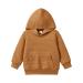 PATPAT Toddler Hoodie Boy Girl Hooded Sweatshirt Solid Color Textured with Pocket Pullover Hoodies for Toddler 1-2 Years Brown