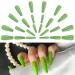 Niceneededted 24pcs press on nails coffin for women green extra long fake nails on nails fake nails ballerina acrylic false nails full cover with case for girls salon (green)