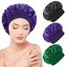 Grevosea 3 piece satin bonnet hood silk silk bonnet satin hair hood hair hood for the night sleeping hood hair protecting for women and girls black hair curly hair hair protection mixed color-3 piece