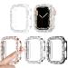 4 Pack Goton for Apple Watch Series 6 5 4 SE 40mm Bumper Bling Case Women Glitter Diamond Rhinestone Protector Cover for iWatch Accessories 40mm Clear Silver Black Rose Gold Clear+Silver+Black+Rose Gold(No Glass) 40mm