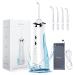 Water Flossers for Teeth Cordless - Gealm Portable Dental Teeth Cleaner with 3 Modes 4 Jet Tips IPX7 Waterproof Electric Flosser for Teeth USB Recharged Use for Travel & Home White