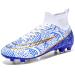 Biayvisas Soccer Cleats for Mens Womens Turf Soccer Shoes Indoor Footall Cleats High Ankle TF FG Football Boots Wide Training Sneaker 5.5 Women/4 Men 1126 Fg White Blue