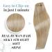 Runature Clip In Extensions | Real Hair Highlight Ash Blond - 30cm Remy Hair - 80g 7pcs Human Hair Extensions #16P22 - Buy Online on GoSupps.com
