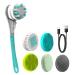 Electric Body Brush - TRENION Body Scrubber with Six Brush Heads  Multifunctional Long Handle Exfoliating Spin Scrubber for Shower Bathing Cleansing Wash Deep Cleaning  Rechargeable Back Brush Blue