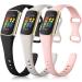 Maledan Slim Band Compatible with Fitbit Charge 5 Bands for Women Men, Soft Silicone Adjustable Sport Band Replacement Wristbands for Fitbit Charge 5 Fitness Tracker, 3 Pack Black/Gray/Pink