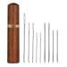 Mayboos 1 PCS Wooden Needle Case with Stitching Needles,Sewing Needles Storage for Storing Fine Needles Hand Crafts Knitting with 4 pcs Leather Stitching Needle and 5 pcs Sewing Needles Brown