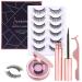 [8 Pairs] Magnetic Eyelashes with Magnetic Eyeliner Kit, LANVIER Reusable 3D False Eyelashes Lashes Extension with 2 Tubes of Eyeliner - Black
