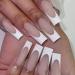 24PCS Long French False Nails Square - Matte Nude White Full Cover Press on Nails for Women Girls - Jelly Glue Included - Buy Online on GoSupps.com