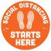 Besafe messaging "Social Discing Starts" 6 pieces-30.5 cm round repositionable vinyl UL 410 certified non-slip commercial school footprint sticker (6 pieces) 6 pieces of social distance begins here