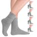 4-Pair Diabetic Socks for Women Loose Fit Cotton Crew Socks Above Ankle with Wide Non-Binding Top for Circulatory Neuropathy Grey 9-12