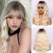 Testar ombre blonde wig with pony shoulder -length wavy wig with dark roots Natural curly curly platinum hair wigs for women for everyday use at parties platinum ombre