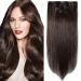 Clip in hair extensions Remy human hair 4 wefts DOUBLE THICK real hairpiece Dark Brown#2 16"(40cm)-40g