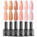 Aishaba Pink Gel Nail Polish Set, 6 Colors Nude Gel Polish Set Skin Tone Gel Nail Polish Gold Glitter Gel Polish Colors Spring Summer Nail Polish Gel Set UV LED Soak Off Manicure Kit Nail Art DIY Nude Series