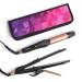 AmoVee Travel Curling Iron, 2 in 1 Flat Iron Mini Hair Straightener, Dual Voltage, 1 inch, Carry Bag Included (Black)