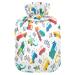 Beep car bicycle bus hot water bottle with cover 1l transparent hot water bottle hot cold cold compress ideal for cramps back shoulder pain relief children men women hand foot warmers 1 l