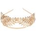 Minkissy Vintage Baroque Wedding Olivezweig Krone and Tiara Baroque Blatt Blatt Headband Hair Reifts Princess Queen Crown Greek goddess headgear for women (golden)