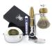 6 Pc Mens Shaving Kit 5 Edge Razor With Black Badger Hair Shaving Brush Stand Soap Alum and Stainless Steel Bowl Perfect Set for Men