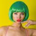 PLULON Dark Green Bob Wig and Sunglass Set Neon Short Bob Wig Sunglass Pack Costume Colorful Cosplay Wig Hairpieces for Bachelorette Neon Party Favors Halloween Decorations Dark Green Short - Buy Online on GoSupps.com