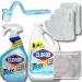 Tile Mold and Mildew Remover with Bleach (32oz Spray + 64oz Refill) Bundle Cleaning Gloves Brush and Multipurpose Wire Miracle Cleaning Cloths (4 Items)
