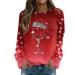 Women's Christmas Sweatshirts Cute Snowman Penguin Print O-Neck Raglan Top Shirt Pullover Comfy Warm Xmas Jumper Winter Long Sleeve Tops Loose Tunic Top Sweaters Z32-red XXL