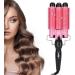 3 Barrel Curling Iron Wand Adjustable Hair Crimpers Hair Styling Tool Hair Curler Waver Crimper for Home and Salon 110V 240V (Pink 28mm) US Plug Pink 28mm - Buy Online on GoSupps.com