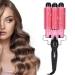 3 Barrel Curling Iron Wand 3 Sizes Barrel Hair Crimper Ceramic Temperature Control Adjustable Hair Curler Waver Crimper Hair Styling Tool 110V 240V Pink22mm