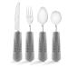 Special Supplies Adaptive Utensils (4-Piece Kitchen Set) Weighted, Non-Slip Handles for Hand Tremors, Arthritis, Parkinsons Elderly use - Stainless Steel Knife, Fork, Spoons (Gray Weighted Bendable) Grey
