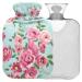Naanle hot hot water bottle with cover vintage roses flowers Transparent hot water bottle 1l heat bottle for pain relief back hand feet heat warmth and cold therapy