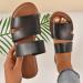 Lencyotool Women's Sandals - Flat Ribbon Slip-On Open Toe Big Sizes Black - Comfortable Leisure Footwear - Buy Online on GoSupps.com