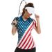 VALANCH Women's Short Sleeve Golf Polo Shirt - Lightweight Tennis Apparel with Large American Flag Print - Buy Online on GoSupps.com