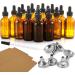Dark Amber Dropper Bottles Set - 60ml Tincture Eye Droppers for Essential Oils - Includes Funnels & Labels - 2 oz - 24 Pcs - Buy Online on GoSupps.com