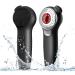 Landmore Facial Cleansing Brush Silicone Face Scrubber Rechargeable Face Scrubber Exfoliator with Red Light Hot Compress Waterproof Electric Face Scrubber with Nose Brush for Women Men Black