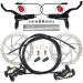 CooMeng Zoom H876E 2-PIN/3-PIN 4-Pistons E-Bike Electric Power-Off Hydraulic Brake Set with 180mm Rotors, Pre-Bled Hydraulic Disc Brake Caliper Lever for eBike/E-Scooter (Included Mounting Adapter) Black & 2-PIN Connector