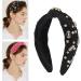 Valentine Day Rhinestone Knotted Headband for Women with Top Knot Design Exquisite Appearance for Matching Clothes (Black) - Buy Online on GoSupps.com