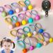 Zanwell 20pc Elastic Hair Ties with Balls Brightly Colored Marble Finish Hair Bands for Girls Bead Bubble Ponytail Holders No Damage Hair Accessories for Infants Toddlers Kids Teens