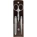 Twin manicure and pedicure set travel etui set for hands and feet nail care real leather 3-part premium brown 3 pieces (1 Pack)