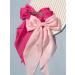 2pcs Large Satin Hair Bow Clips for Women & Girls | Neon Pink with Long Tails | Alligator Clips | Bridal Bachelorette Party Hair Accessories - Buy Online on GoSupps.com