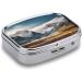 Travel Pill Box with Mountain Scenery - 2 Compartment Metal Organizer for Medicine | Portable Decorative Pill Case for Pocket & Purse - Buy Online on GoSupps.com