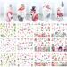 Summer Nail Art Stickers Decals Flamingo Nail Decoration Water Transfer Green Leaf Pink Red Flower Flamingo Elegant Design Leisure Summer Day Nail Supplies DIY for Women Girls 12 Sheets
