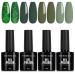 Tomicca UV nail polish green set 4 colors dark green glitter gel nail polish soak off UV/LED not toxic and durable Christmas set for starter nail art salon diy home 8ml autumn-A116014