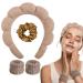 WD&CD Spa Headband for Women 1 Makeup Headband and 2 Wrist Washband and 1 Hair Scrunchies Set for Face Washing Skincare Shower Makeup Removal - Brown